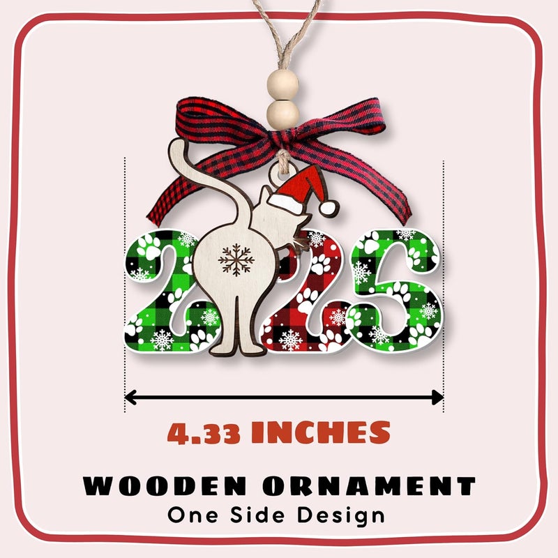 TEEBIM Cat Christmas Ornaments 2025 - Cat Funny Ornament for Tree - Cats Gifts for Women, Mom Lady, Owner - Cats Lover Gifts - Funny Christmas Ornaments - 2 Layered Wood Hanging Ornament 2025 - Image 2